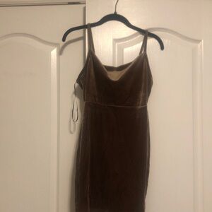 Taupe Velvet Slip Dress